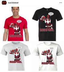 SUCIOWEAR OFFICIAL "REDPOOL" RED RANGER/DEADPOOL Hybrid Tshirt